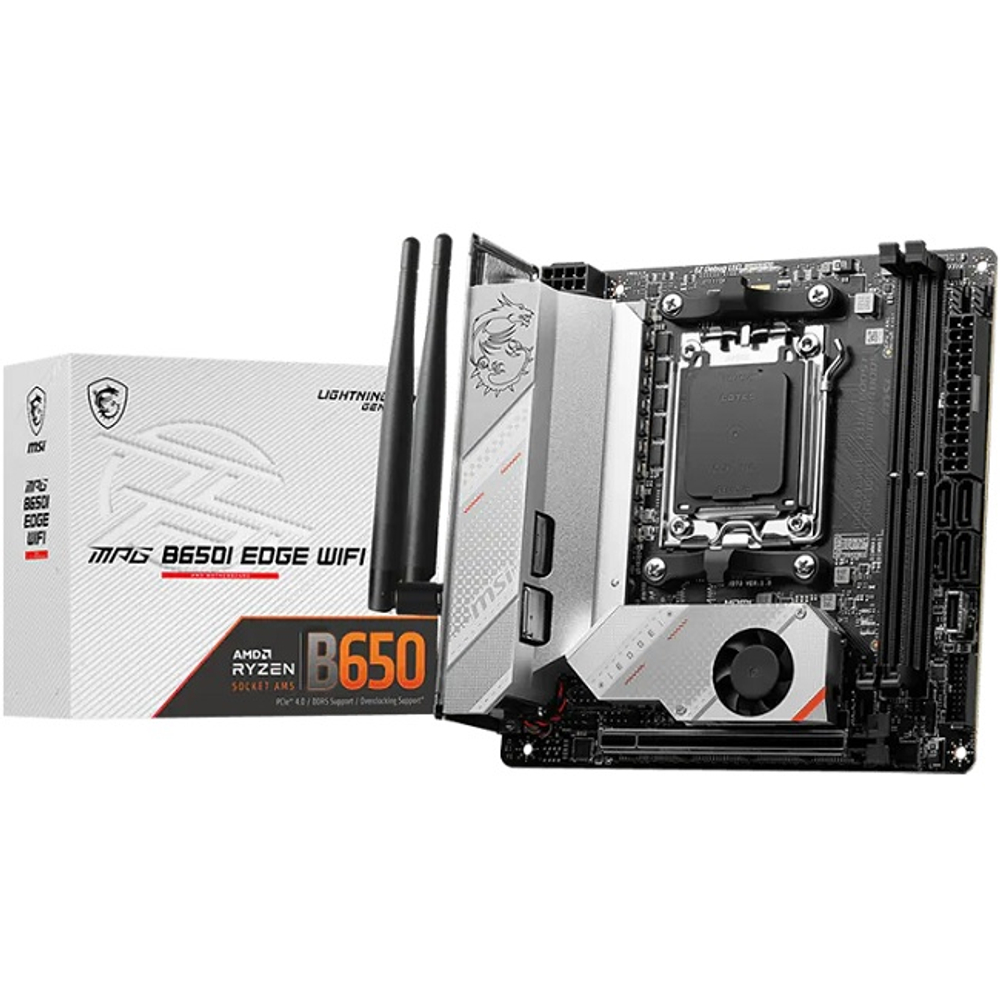 Материнская плата MSI MPG B650I EDGE WIFI (Socket AM5/AMD B650/2xDDR5/PCI-Ex16/2xM.2/SB7.1/Wi-Fi /BT/GLAN/HDMI/Mini-ITX)