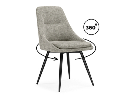 Стул на металлокаркасе Woodville Avian вращающийся светло-серый, черный, ножки черные