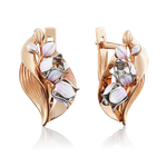 Серьги «Ландыши» с английским замком из комбинированного золота с эмалью