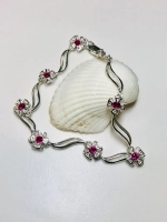 Браслет из серебра/Родий/Со вставкой из фианитов