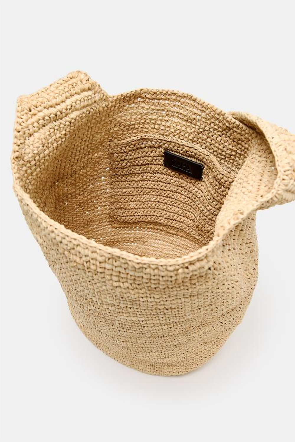 ZARA ПЛЕТЕНАЯ СУМКА С ПЛЕЧЕВЫМ РЕМНЕМ, СВЕТЛО-БЕЖЕВЫЙ