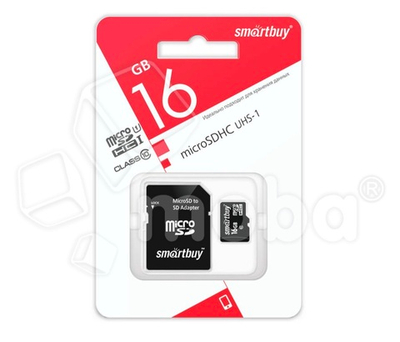 Карта памяти SmartBuy 16GB MicroSDXC class 10 UHS-1 (с адаптером SD)