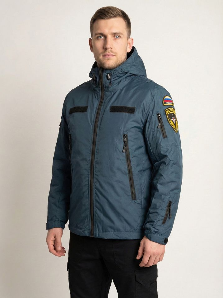 Куртка МЧС демисезонная удлиненная с шевронами (рип-стоп/стяжка)