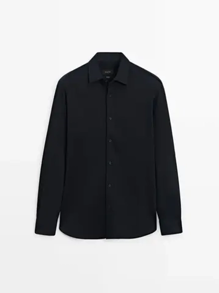 Massimo Dutti Рубашка из плотного 100% хлопка, темно-синий