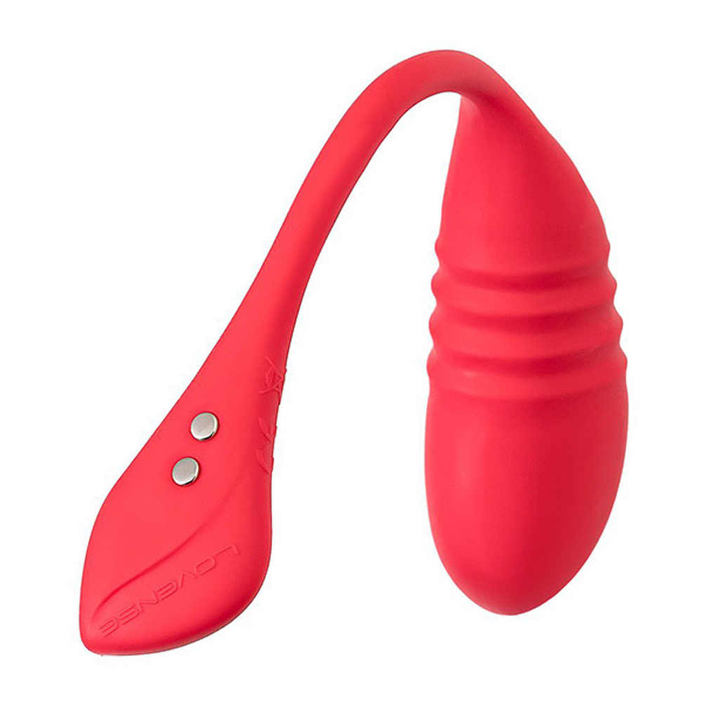 Красное силиконовое фрикционное виброяйцо 20,3см с управлением через приложение Lovense Vulse Smart Pulsing Egg Vibrator Red LE-35