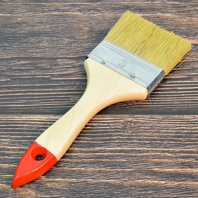 Кисть малярная плоская 75мм 3" натуральная щетина, деревянная ручка