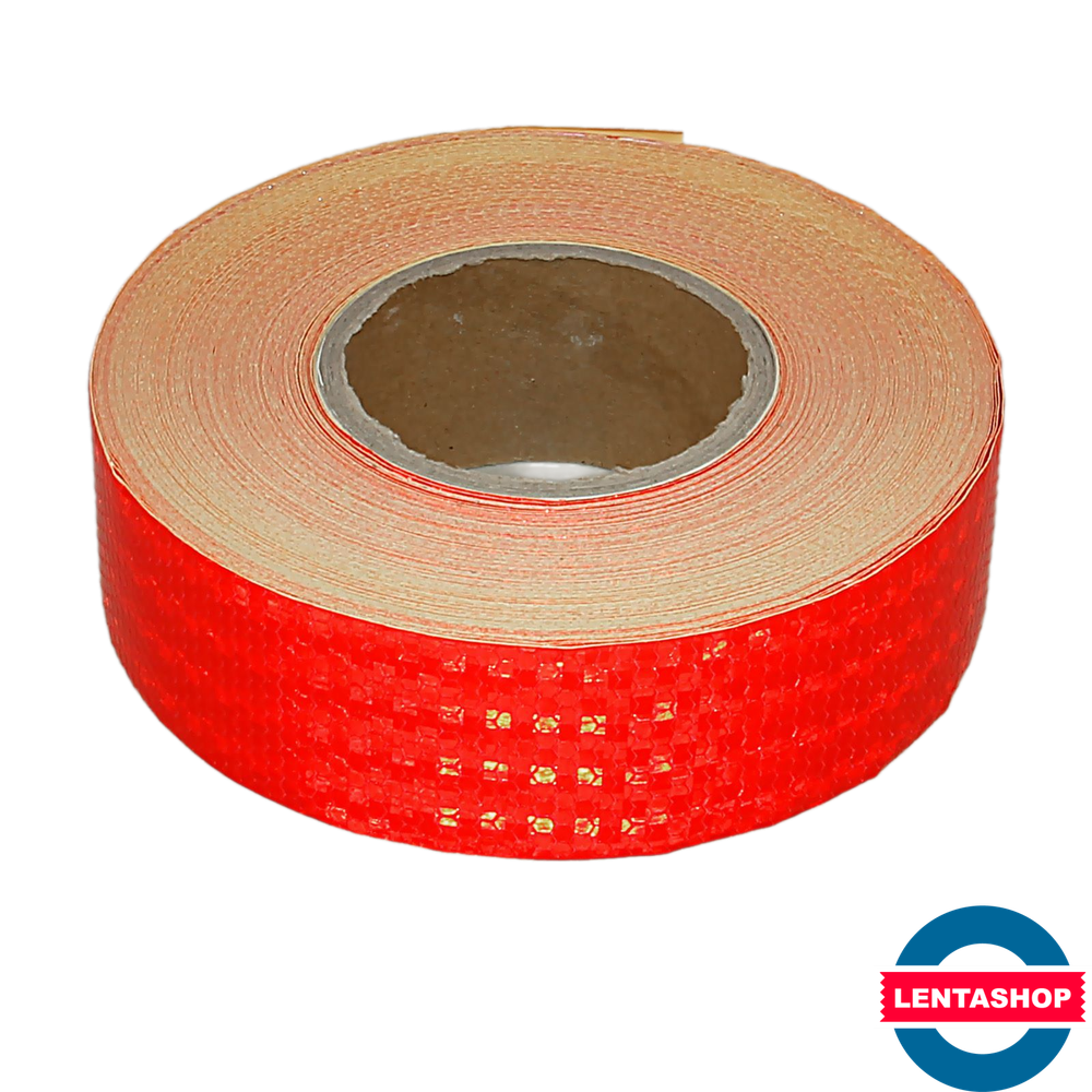 Красная светоотражающая лента самоклеящаяся 50 мм х 45 м