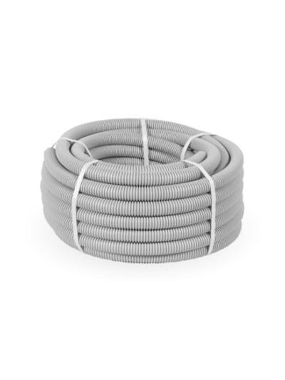 Труба гофрированная ПВХ легкая d25мм с протяжкой 350 Н сер. (уп.50м) Промрукав PR.012531