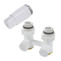 Комплект узла нижнего подкл SCHLOSSER прямой STANDARD 3/4quot; (белый) с термоголовкой М30х1,5, ниппеля 1/2quot;Х3/4quot;