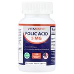 Vitamatic, фолиевая кислота, 120 вегетарианских таблеток (8333 мкг в 1 таблетке)