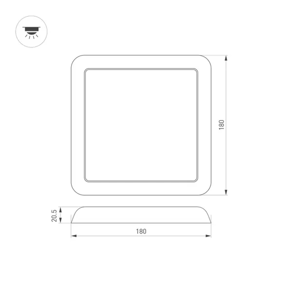 Светильник CL-FIOKK-S180x180-12W Day4000-MIX (WH, 120 deg, 230V) (Arlight, IP44 Пластик, 3 года) 034470