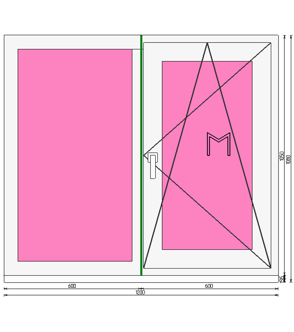 Пластиковое окно 1050 х 1200 ТермА Эко + Москитная сетка