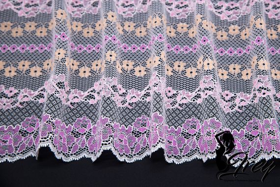 911 ОПТ Кружево эластичное 23 см, узор VS, Италия, белый