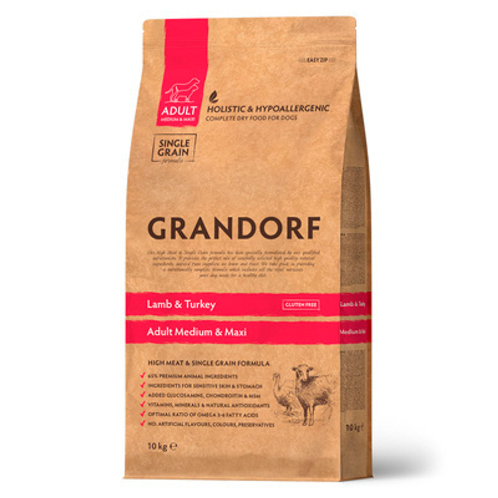 GRANDORF Ягненок с Индейкой для собак средних и крупных пород