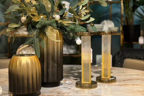 Ваза декоративная d32см Garda Decor стеклянная золотая стиль ар-деко