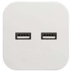 Разветвитель электрический ЭРА SP-2-USB-W на 2 розетки + 2xUSB 2400mA без заземления 10А белый | Тройники