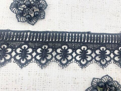 Кружево плетеное, ш. 4,5 см, чёрный