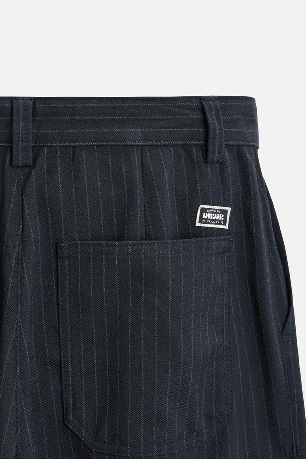 ZARA БРЮКИ КАРГО В ПОЛОСКУ С КАРМАНОМ, МОРСКОЙ СИНИЙ