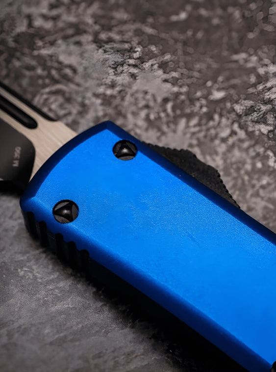 Тактический нож фронтально выкидной автоматический Microtech Синий