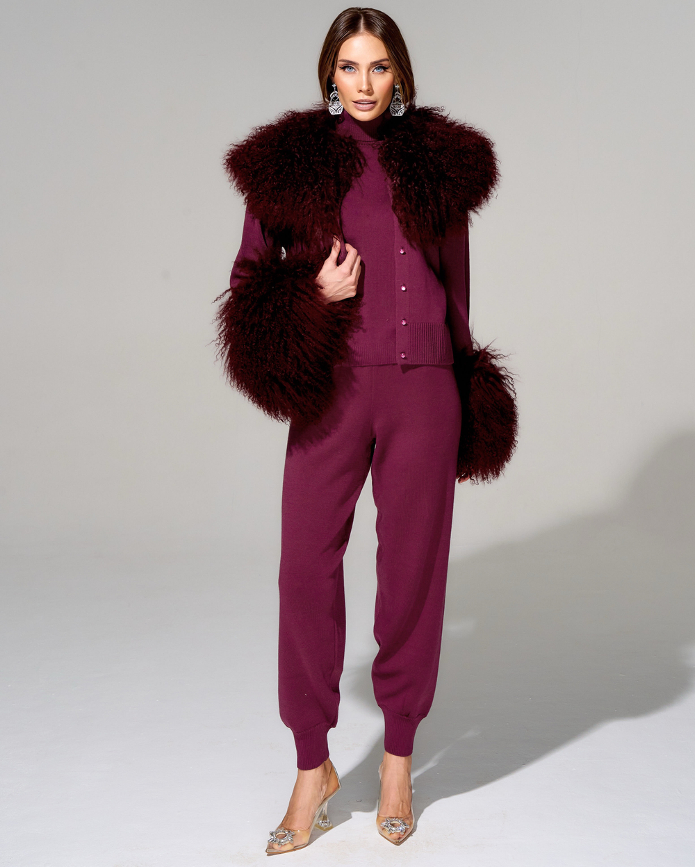 Кардиган Isabella с отделкой мехом ламы