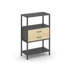 Shelf System Односекционный стеллаж трехярусный с ящиками SN.STM-312 Антрацит/Акация Лорка/Металл Ан