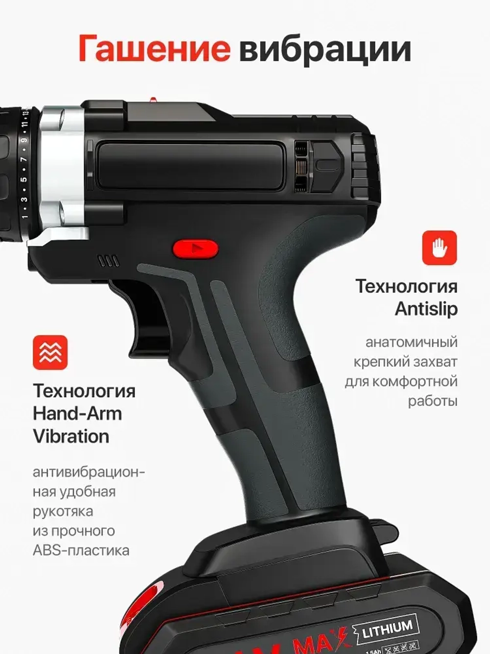 KD HAMMER-DRILL Дрель-шуруповерт, 21 В, 42 Нм, 2 АКБ