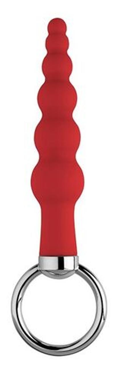 Красный анальный стимулятор-елочка с кольцом - 10,2 см. (Цвет: красный)