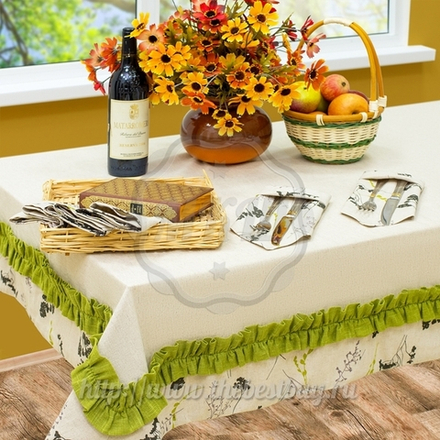 Скатерть для кухни: Ривьера (арт. BL04-03-02)  -  140х140 см. (возможно 140х200 см.) - зеленая