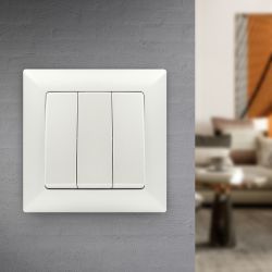 Выключатель Intro Solo 4-106-06 трехклавишный 10А-250В, IP20, СУ, перламутр