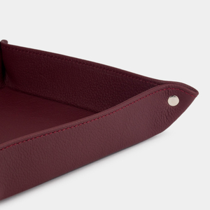 Лоток для мелочей из натуральной кожи теленка, бордового цвета