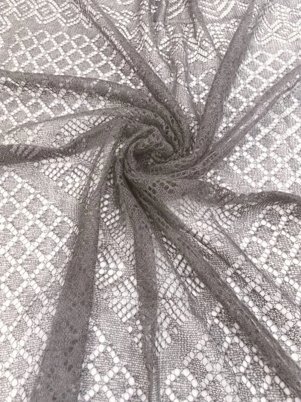 Оренбургский пуховый платок-паутинка А120-03 серый