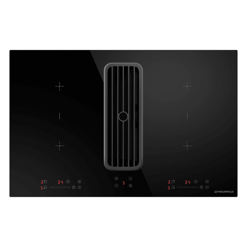 Индукционная варочная панель с интегрированной вытяжкой, объединением зон Bridge Induction MAUNFELD AVSI804SBH