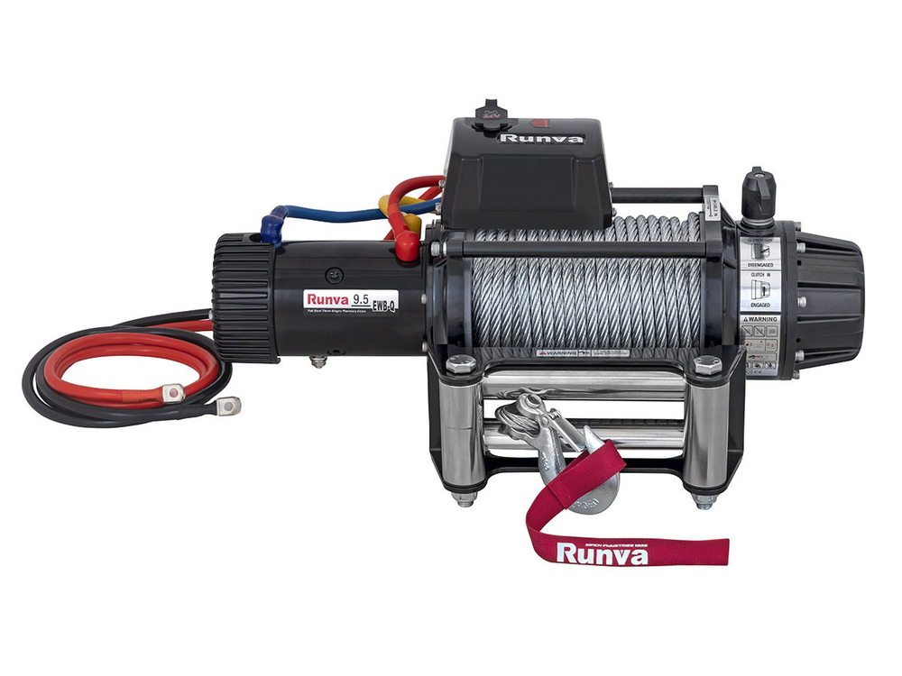 Лебёдка электрическая 24V Runva 9500 lbs 4350 кг влагозащищенная, стальной трос