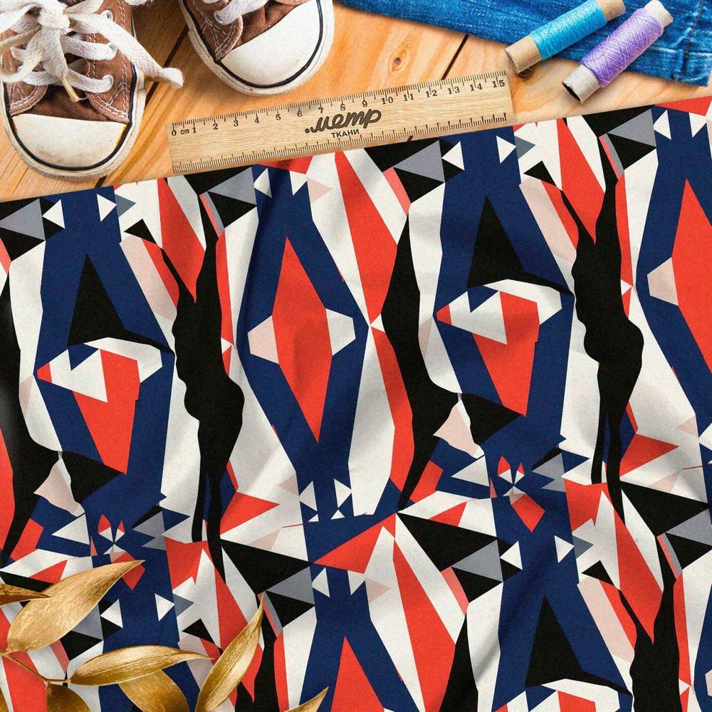 Ткань премиум мембрана пиксельные грани