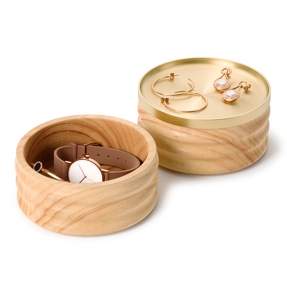 Шкатулка для украшений tesora, натуральное дерево/латунь