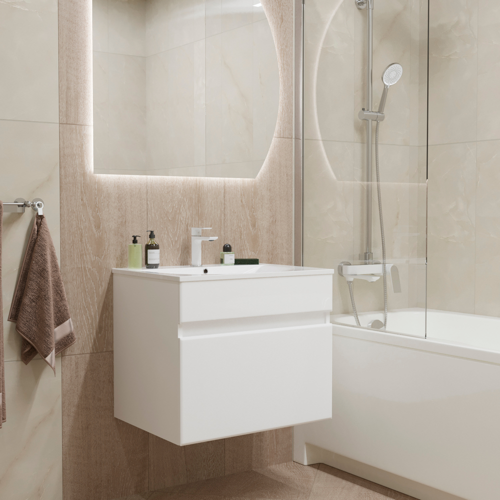 Тумба для ванной MIXLINE "БРИКС-60" подвесная под раковину "Breeze 60" мебельный (Sanita Luxe) (ПВХ) (555004)