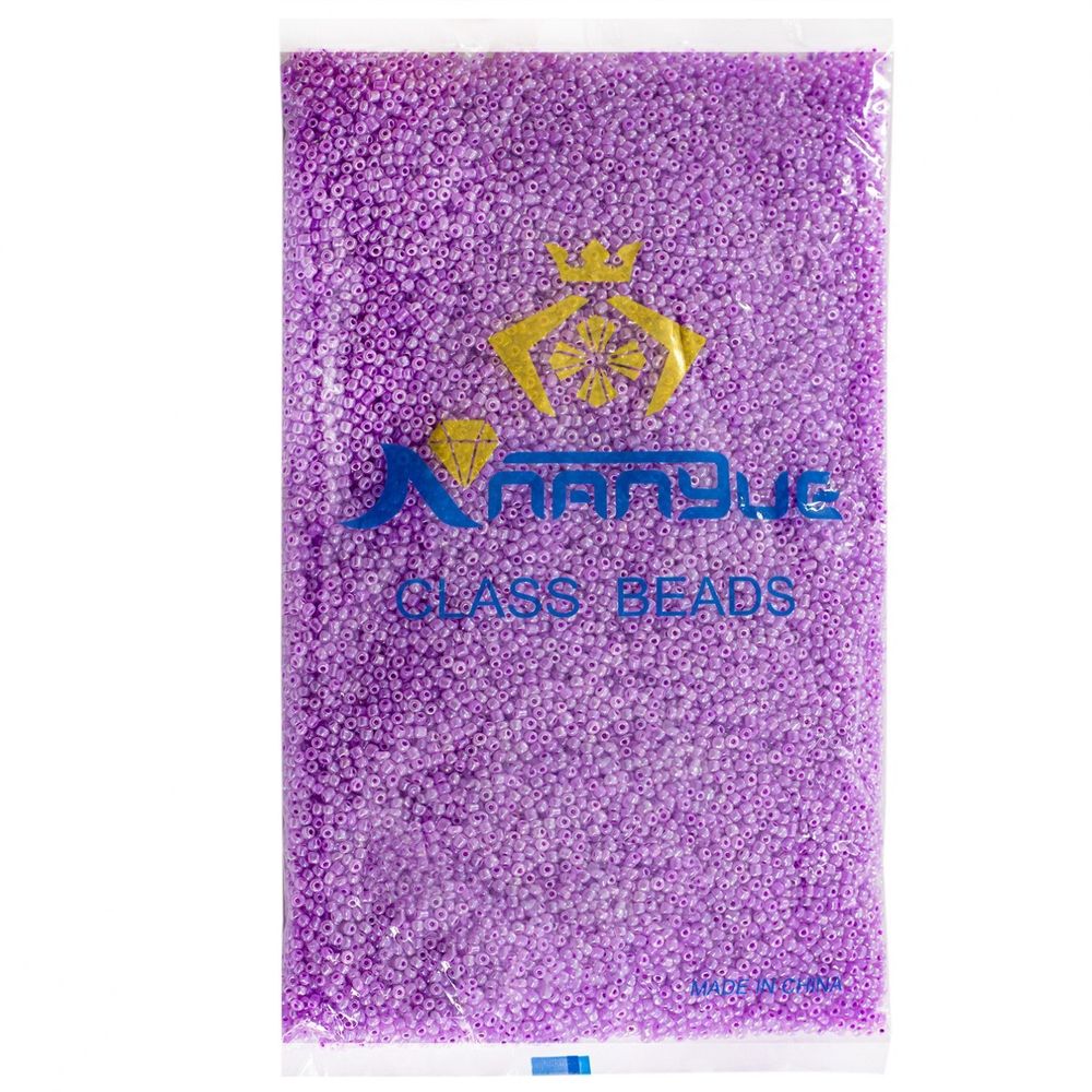 Бисер Alingar размер №12 вес 450 гр., розовый перламутровый, внутри фуксия, непрозрачный, пакет