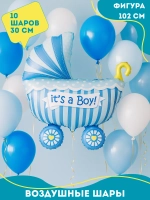 Воздушные шарики Коляска голубая