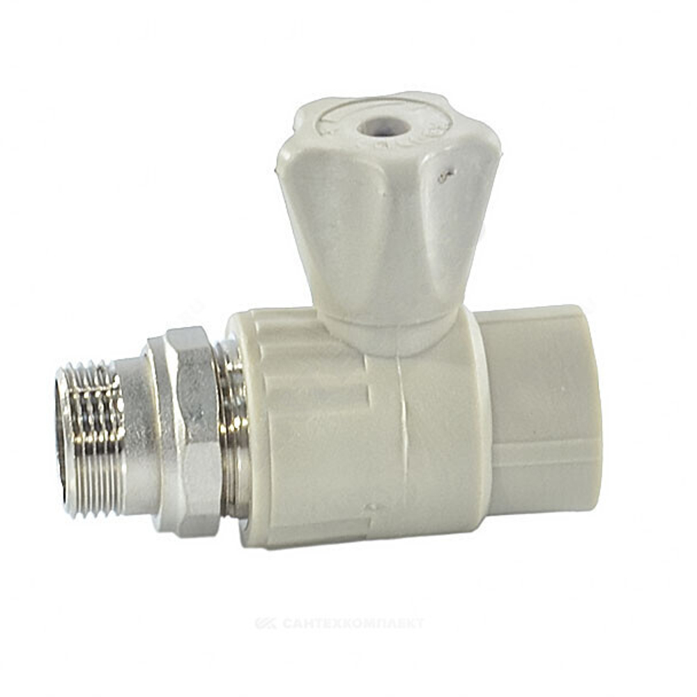 Кран шаровой PP-R серый Дн 25х3/4" НР прямой для радиатора VALFEX 10149025Г