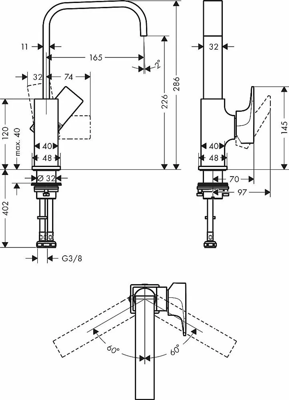 Смеситель для раковины Hansgrohe Metropol 230 32511140
