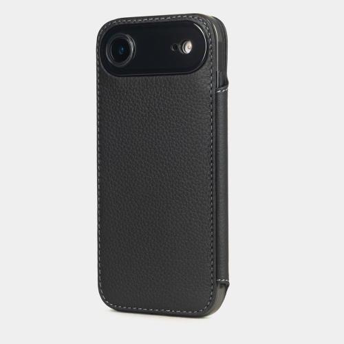 Чехол-книжка кожаная для iPhone 17 Air, теленок черного цвета