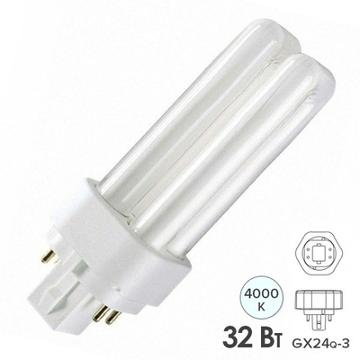 Лампа компактная люминесцентная Dulux T/E Plus 32W/840 4000K GX24q-3 холодно-белая Osram 4099854123320
