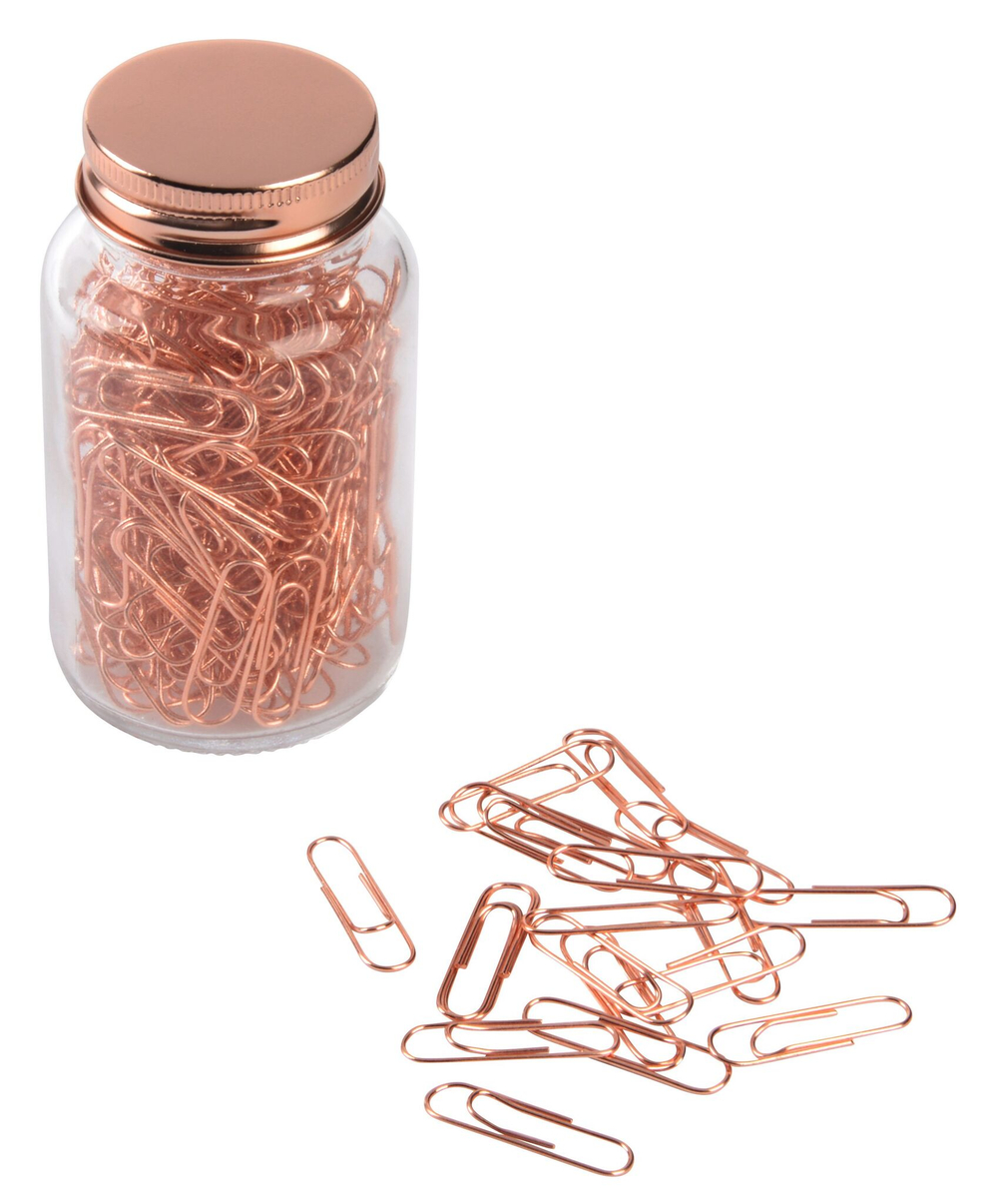 Скрепки для документов в стеклянной банке COPPER CLIP