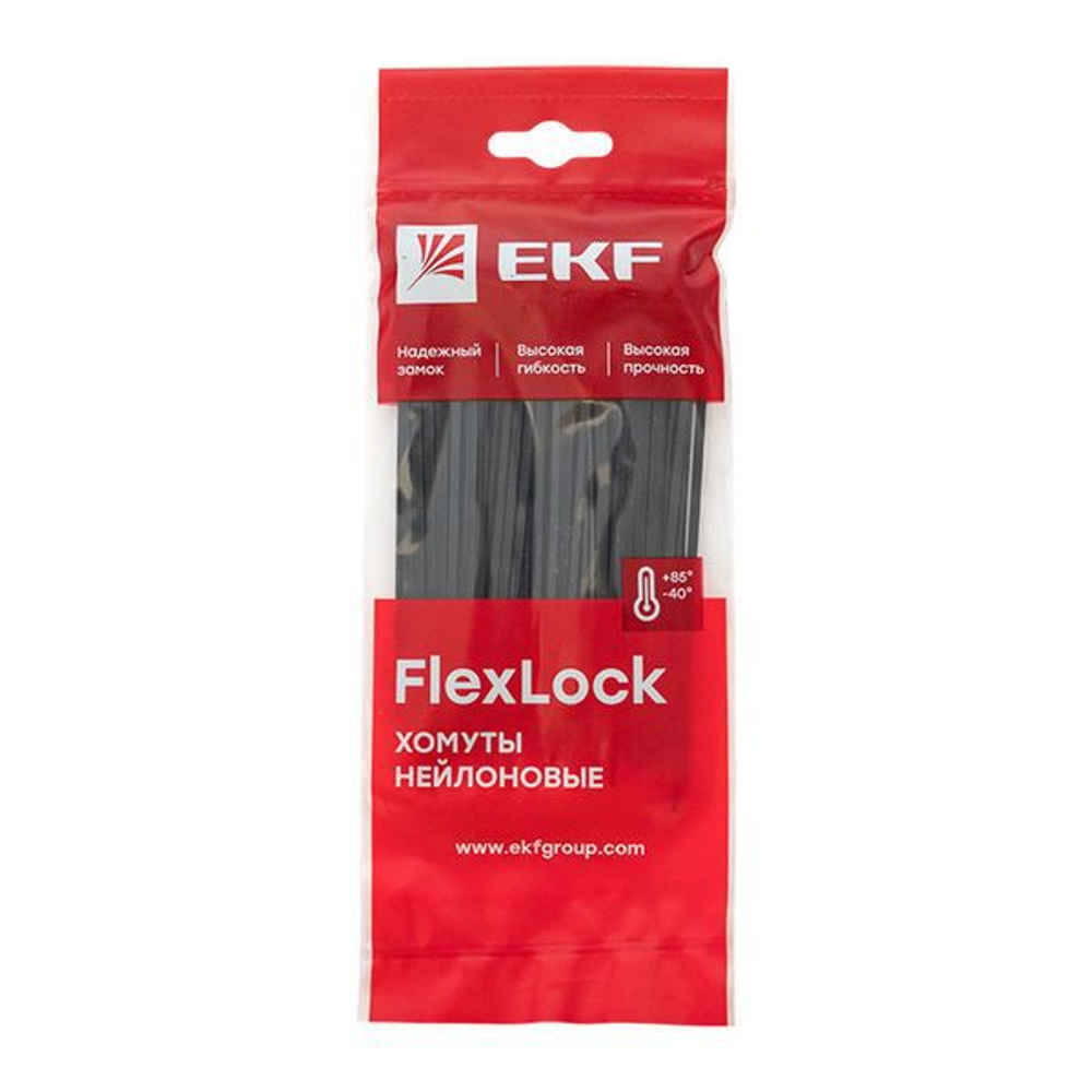 Хомут P6.6 2.5х100 FlexLock стандартный черн. (уп.100шт) PROxima EKF plc-fl-ctsb-2.5x100
