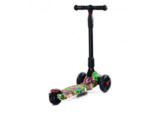 Самокат детский трехколёсный со светящимися колесами Micar Rider Ultra Print Hip-Hop 135 мм