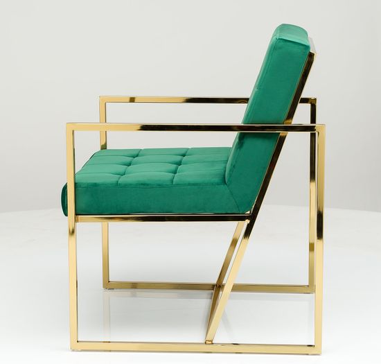 Кресло Goldfinger зеленый велюр с золотом в StoreForHome.ru
