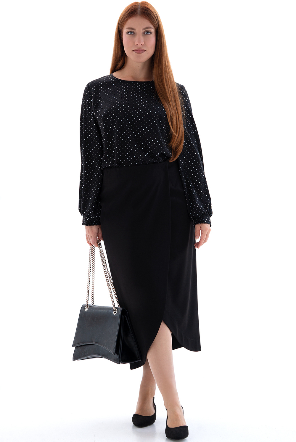 Блузка женская 4655з, бел мелк горох #84БМГ094655з