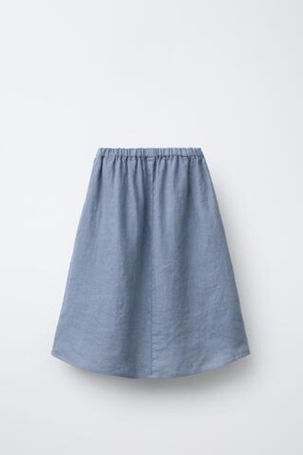 ZARA ЮБКА МИДИ ИЗ 100% ЛЬНА, СИНИЙ