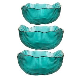 Салатник, набор 3шт. "Frost stripe" (зеленый) d=12,5/15,5/19см (стекло) (транспортная упаковка)