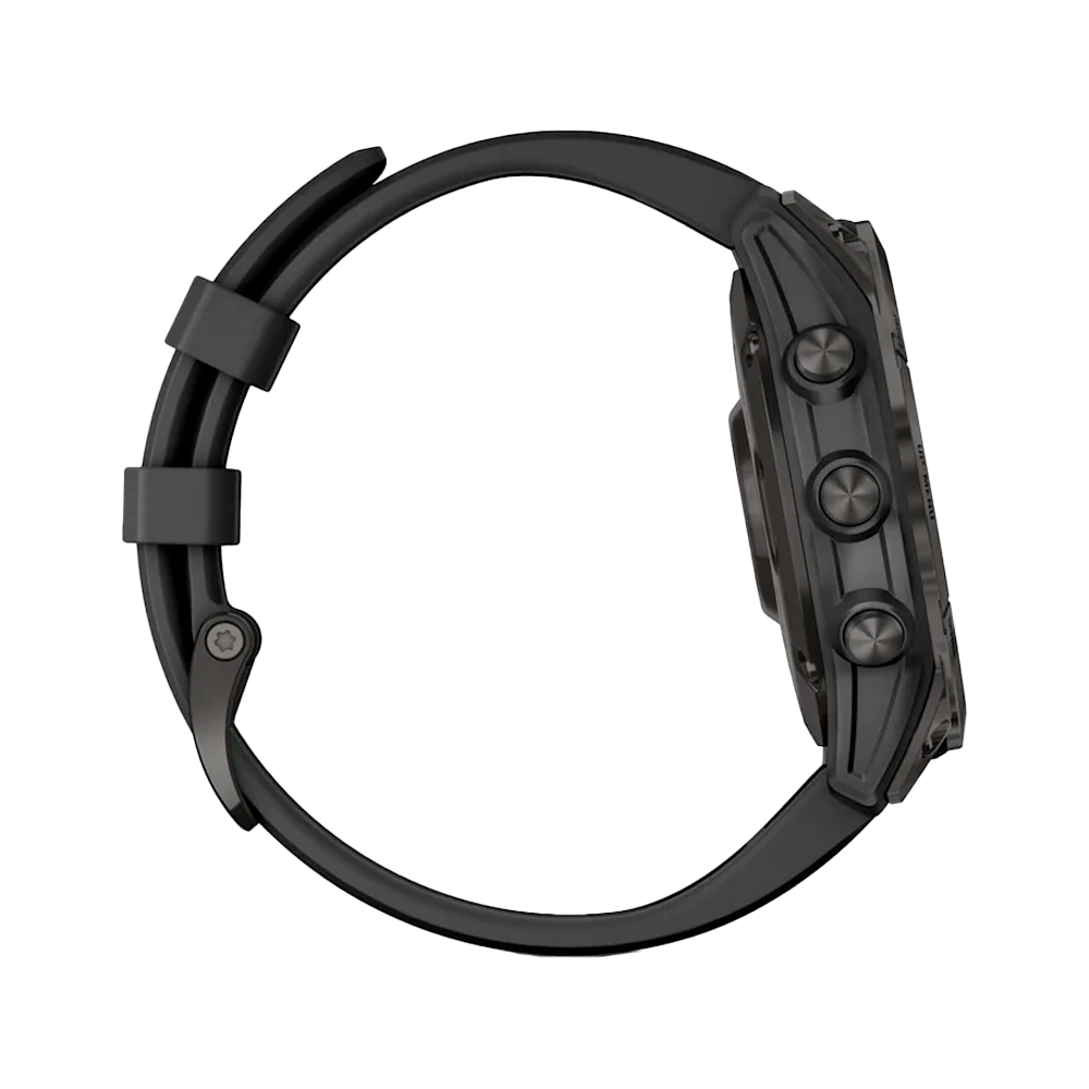 Умные часы Garmin Fenix 7, 47mm, Sapphire Solar Carbon Grey DLC Titanium with Silicone Black Band (010-02540-21)